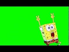 an animated spongebob character with arms and legs in front of a green screen