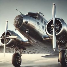 an old airplane is parked on the runway