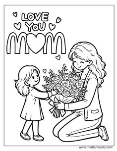 Mother Day Drawing, Mothers Day Drawings, Cartoon Mom