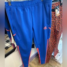 New! Men’s Tracksuit Pants With Design On The Side Blue Adidas Sweatpants With Pockets, Adidas Blue Sweatpants With Pockets, Blue Adidas Bottoms With Pockets, Adidas Blue Sweatpants, Adidas Soccer Pants, Sports Track Pants, Mens Athletic Pants, Soccer Pants, Black Jogger Pants