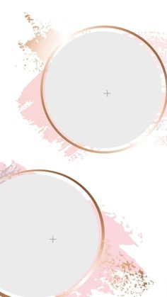 two round frames with pink and gold paint splattered on them, one has a cross in the middle