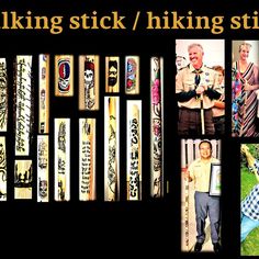 a collage of photos with the words walking stick / hiking sticks