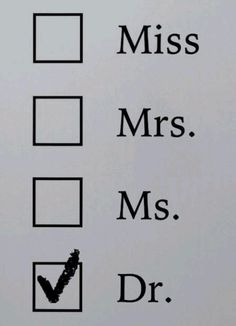 a close up of a check box on a wall with the words miss, mrs and dr