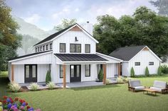 this is an artist's rendering of the farmhouse style house plans for small homes