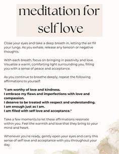 Mindfulness Guided Meditation for Self Love, and Inner Healing Meditation Self Love, Self Healing Meditation, Meditation For Self Love, Guided Meditation For Self Love, Healing Meditation Guided, Yoga For Healing, Meditation Guided Script, Heart Chakra Meditation Script, Guided Meditation Scripts Mindfulness