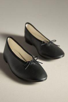 Leather upper, insole Rubber sole Slip-on styling Imported | Lilouh Ballet Flats by Repetto in Black, Women's, Size: 38.5/8.5, Leather/Rubber at Anthropologie Black Ballet Flats, Black Flats, Ballet Flats, Rubber Sole, Anthropologie, Leather Upper, Ballet, Slip On, Leather