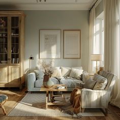 Modern cottage living room, rustic charm with vintage furniture, soft pastel walls, and cozy textiles, creating a warm and inviting atmosphere4 Modern Cottage Color Palette, Cozy Cottage Color Palette