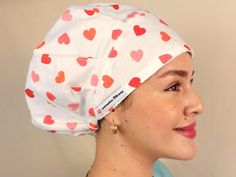 This scrub cap hearts, has a comfortable terrycloth sweatband to keep your forehead cool since we value your comfort. A cord-lock toggle at the back makes adjustments simple and guarantees a precise fit. A good volume of hair is held in place securely by the expertly pleated bouffant around the scrub hat. This surgery cap is made of 100% premium cotton fabric, which guarantees outstanding breathability and durability throughout those demanding shifts. You can even select to add buttons to the sides of the surgical cap to shield your ears from the mask and an opulent satin lining inside to keep your hair hydrated throughout the day. DETAILS ➨Holds a generous amount of hair ➨Comes with a soft terrycloth sweatband ➨It's easy to adjust with a cord-lock toggle ➨Extra option luxurious satin lini Doctor Dentist, Bouffant Scrub Caps, Gift For Doctor, Or Nurse, Name Embroidery, Nurse Hat, Surgical Caps, Euro Style, Scrub Hat