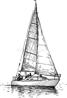 a boat with sails floating on the water royalty illustration for design or coloring book pages