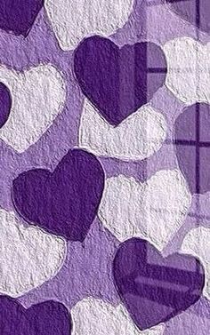 purple and white hearts are arranged in the shape of squares on a paper textured background