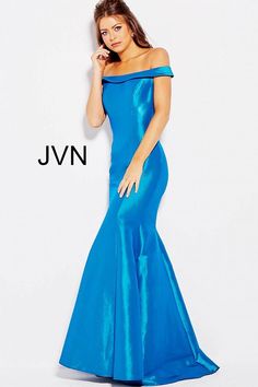 Jovani JVN 51863 Long fitted iridescent taffeta off the shoulder mermaid prom dress & Pageant gown. Formal evening wear. Fit & Flare silhouette with trumpet skirt. JVN51863 available in Teal size 10. Prom Dress Teal, Yule Ball Dresses, Jovani Gown, Dresses Pageant, Pageant Gown, Formal Evening Wear, 2020 Prom Dresses, Dresses For Prom, Trumpet Skirt