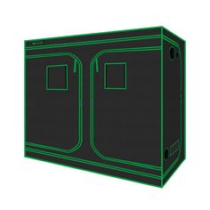 a black and green box with two doors on the front, and one door open