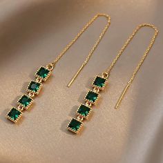 Jewelry | Rhinestone Threader Drop Earrings | Poshmark Emerald Earrings Drop, Needle Earrings, Long Chain Earrings, Korean Jewelry, Prom Earrings, Unusual Earrings, Gem Earrings, Tassel Drop Earrings, Long Drop Earrings