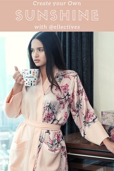 Stunning pale pink kimono robe that's so soft to the touch and makes you look and feel so elegant with each wear. Relaxed fit- perfect to wear as a wedding or event guest, unique bridal robe, bridesmaid robe, evening wear or for relaxing your home on weekends cos you're fabulous #japanesekimono #satinrobe #longwrapdress #printfloral #kimonoplussize #satinnightgown #pinterestquotes Floral Gown Dress, Bridesmaid Robe Personalized, Satin Dressing Gown, Pink Kimono, Floral Print Kimono, Luxury Wear, Loungewear Luxury, Comfy Chic, Bridesmaids Personalized