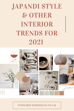 the japanese style and other interior trend for 2021 is featured in this postcard design guide