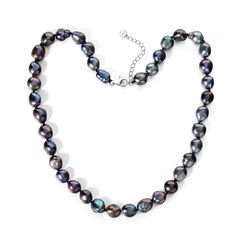 PRICES MAY VARY. QUALITY PEARL JEWELRY: Our Tahitian Pearl Necklace showcases high-luster black baroque pearls (8.0-9.5mm) on an 18-inch strand, complemented by a 2-inch extender for a versatile fit. Expertly double-knotted on silk and finished with a 925 sterling silver clasp, this piece exemplifies superior craftsmanship and timeless elegance. UNTAMED BEAUTY OF NATURE: Experience the mesmerizing allure of the ocean with our Black Baroque Pearl Necklace. Each Tahitian Saltwater Cultured Black P Silver Single Strand Oval Necklace, Pearl Necklace With Sterling Silver Clasp, Sterling Silver Pearl Necklace With Silver Clasp, Black Pearls Jewelry, Black Pearl Jewelry, Natural Pearl Jewelry, Tahitian Pearl Necklace, Pearl Strands Necklace, Black Pearl Necklace