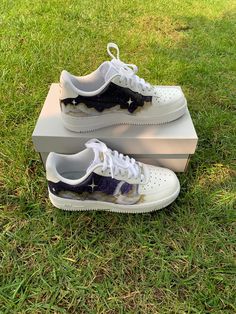 Moon And Sun Painting, Air Force 1 Sneakers, Tie Sneakers, Custom Painted Shoes, Painted Sneakers, Air Force 1s, Shoe Designs, Air Force 1 Custom, Custom Air Force 1