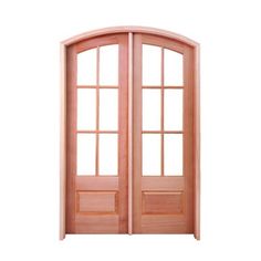 an open wooden door on a white background