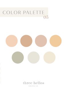 the color palette for three helios is shown in shades of beige, grey and white