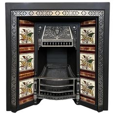 an ornately decorated fireplace with a fire place