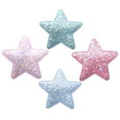 three star shaped glitter hair clips in different colors