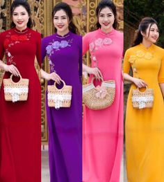 Hello , thanks for visiting my shop Brand New High Quality Vietnamese Ao Dai. Ao Dai for women 40-77 kgs Ao Dai full set ( dress + pants) cổ tròn tay lỡ  *These are Asian size <>US Petite size .Please order 1,2 size bigger to your normal size  Full size XS/ S/ M/ L/ XL/ 2XL/ 3XL. S: burst 33in - waist 26in -length 55 in M: burst 35in -waist 28in -length 55 in L: burst 37in -waist 30in -length 55 in XL: burst 39in -waist 32in -length 55 in XXL: burst 41in -waist 34in -length 55 in 3XL: burst 43in -waist 36in -length 55 in Please refer the size chart to select your size. If you are not sure about your size, please message me. Hope you have found your favorite dress .Thank you Traditional Ceremonial Dress For Spring, Traditional Ceremonial Spring Dress, Summer Wedding Long Ao Dai, Traditional Long Ao Dai For Summer, Traditional Long Purple Dress, Spring Festive Long Ao Dai, Festive Long Ao Dai For Spring, Spring Embroidered Red Ao Dai, Traditional Embroidered Cheongsam For Spring