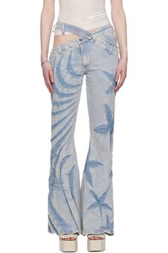 Blue Cutout Jeans by Masha Popova on Sale Masha Popova Jeans, Masha Popova, Cutout Jeans, Longer Shorts, Gothic Jewellery, Brands Fashion, Concert Outfits, Clothing Pieces, Midi Skirts