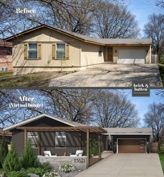 before and after photos of a house in the suburbs