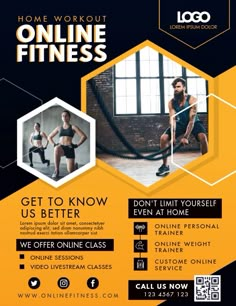 a flyer for an online gym class