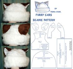 the instructions for how to make a furry ears beanie