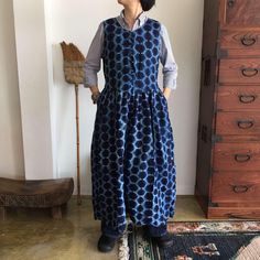 Vintage Japanese Shibori Indigo Dress From Japan Size s-m Chest 18.5"  length: 48"  Model 162 cm Traditional Japanese Clothing, Indigo Dress, Japanese Shibori, Indigo Shibori, Japanese Outfits, Shibori, Dress Clothes For Women, Vintage Japanese, Japanese Traditional