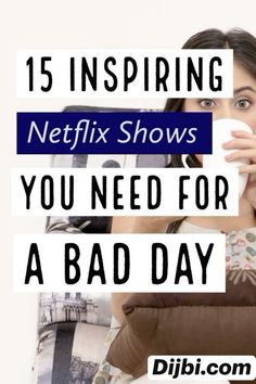 a woman sitting on top of a couch with the words netflix shows you need for a bad day