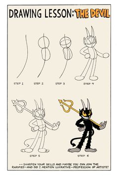 an instruction manual for how to draw the devil from bendy and the inking machine