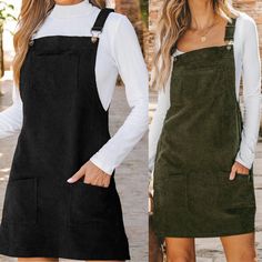 Step out in style with our Corduroy Overall Dress, a versatile piece that offers a comfortable and durable fit. Featuring adjustable straps and a convenient front pocket, this dress is not only trendy but also practical. Available in three stunning colors, this TTS fit is perfect for the upcoming fall and winter seasons. Don't miss the chance to elevate your wardrobe with this must-have fashion staple! eta 2 weeks Features: Adjustable Straps Front Pockets Corduroy Fabric Versatile Soft and Comfy Sleeveless Cotton Suspender Dress With Pockets, Casual Corduroy Pinafore Dress For Fall, Casual Corduroy Dress With Pockets, Casual Cotton Pinafore Dress For Fall, Corduroy Overall, Corduroy Overall Dress, Corduroy Fabric, Black Olive, End Of Season Sale