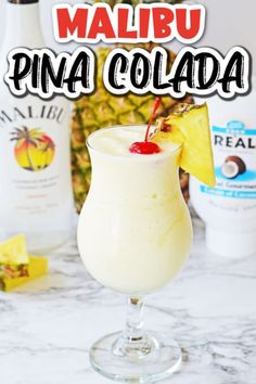 the perfect summer cocktail is made with pina colada and pineapples for a tropical feel