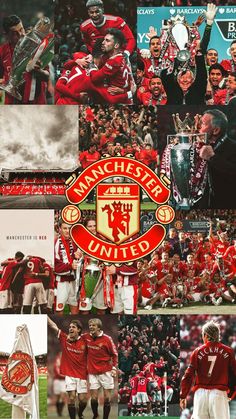 manchester united collage with fans and players