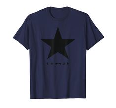 a blue t - shirt with a black star on the front and stars in the back