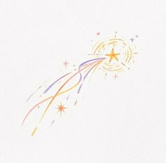 a watercolor drawing of a star being blown by a firecracker on white paper