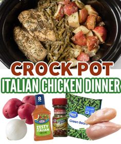 the crock pot italian chicken dinner is ready to be eaten