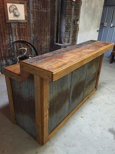 an old fashioned bar made out of metal and wood