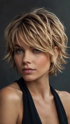 Short Layered Haircuts Jane Fonda Hair, Short Layered Haircuts For Women, Layered Wavy Bob, Covering Grey Roots, Layered Pixie, Layered Haircuts For Women, Short Choppy Haircuts, Haircuts For Medium Length Hair