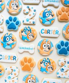 decorated cookies with cartoon characters on them for children's birthdays and baby showers