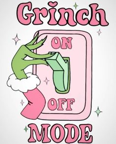 a pink and green light switch with the words grin on it