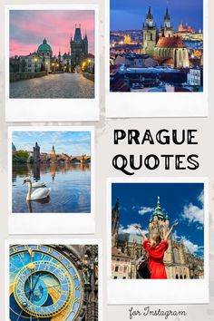 four pictures with the words prague quotes written below them