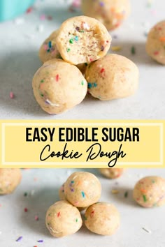 easy edible sugar cookie dough with sprinkles on top and in the middle