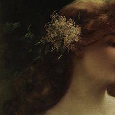 a painting of a woman with flowers in her hair