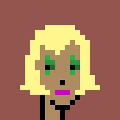 the face of a woman with green eyes and black hair is shown in this pixel art style