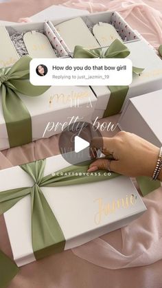 someone is opening their gift box with the message how do you do that bow girl?