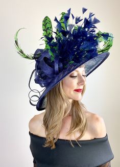 Kentucky Derby Women, Green Feathers, Green Fascinator, Green Lady, Rainbow Hats