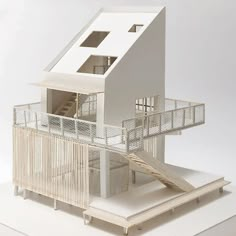 a model of a house with stairs leading up to the roof